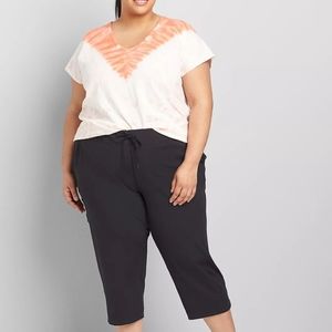 Lane Bryant Black wide leg  draw string  Crop Pants Sz 22/24
